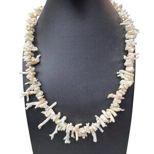 Vintage Navajo White Branch Coral Necklace Sterling Silver Lobster Clasp 20"